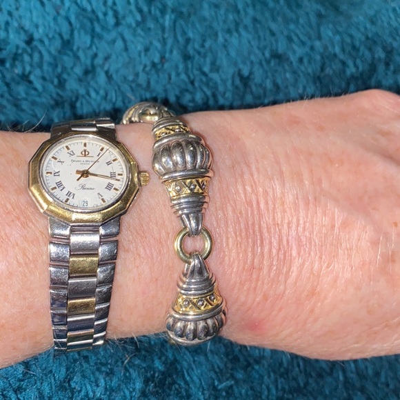 RARE Lagos sterling silver/18 kt gold fluted lattice link bracelet - Picture 5 of 10